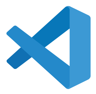 Visual Studio Code logosu. Beyaz zemin üzerinde üç boyutlu görünüme sahip mavi büyük bir x harfi. X harfinin sağ tarafta yer alan kolları sol tarafa göre daha uzun ve bu iki kolun uçları dikey bir çizgiyle birleşiyor.